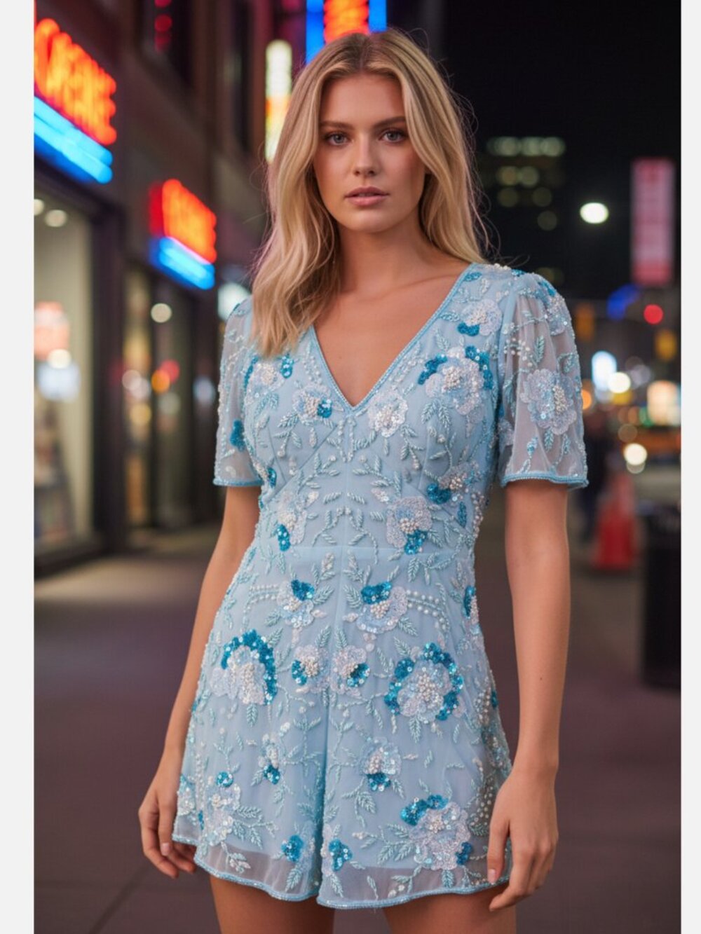 NWT Miss Selfridge Petite Premium embellished backless playsuit in aqua
